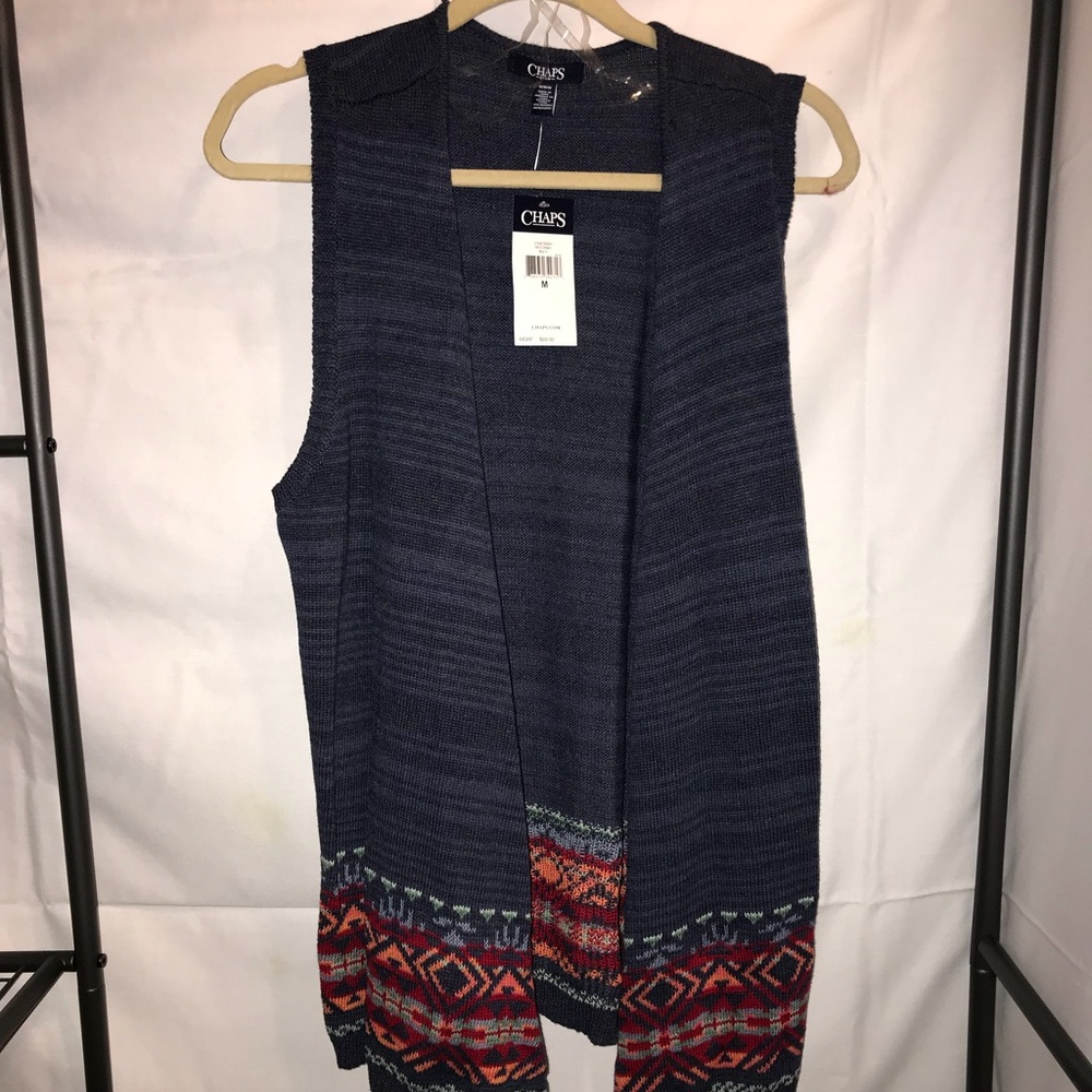 Chaps Patterned Sleeveless Sweater Cover-Up